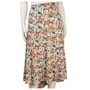 PRETTYGARDEN Cottage Tiered Daisy High Low Midi Skirt Lined Large Hippy Country
